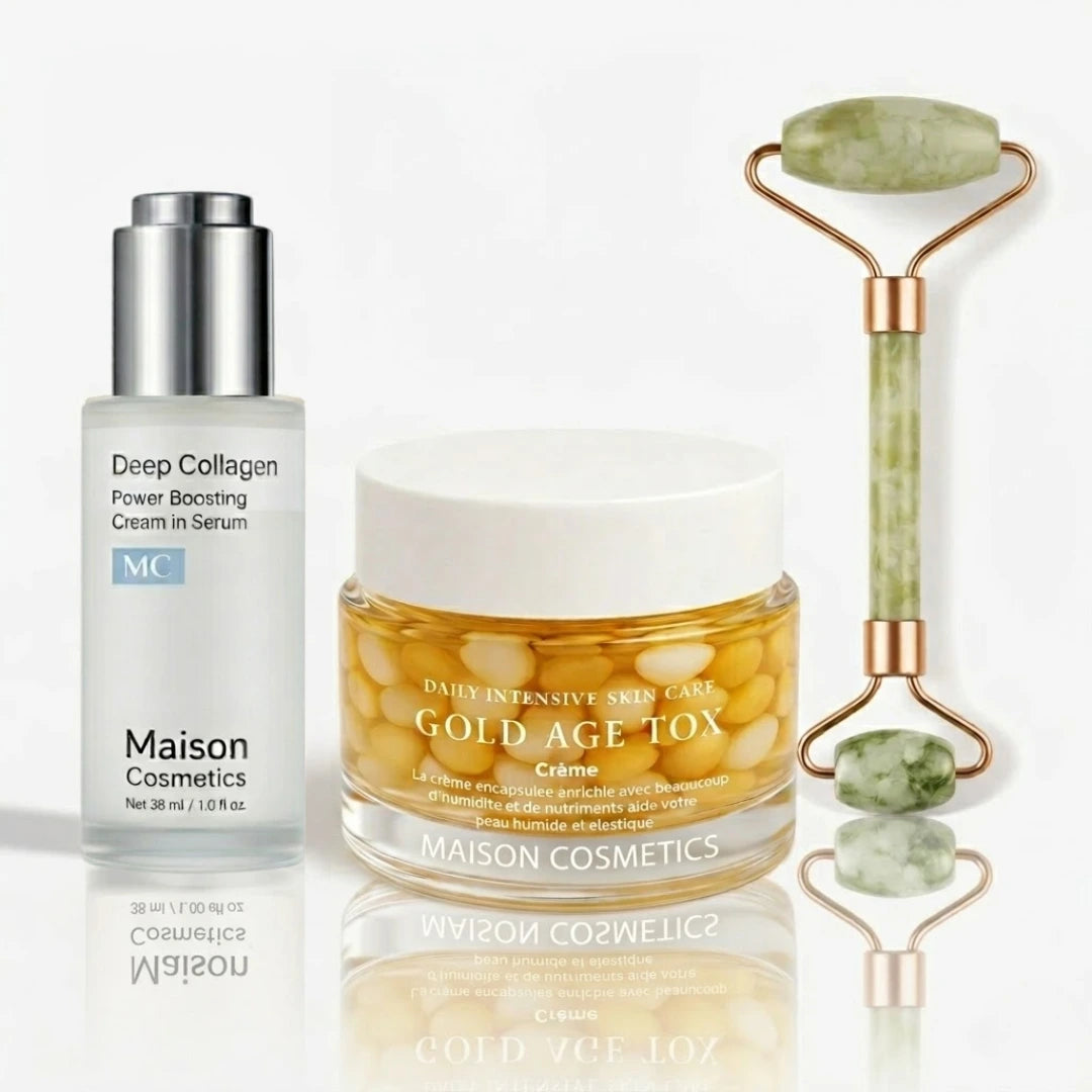 TÄGLICHES GLOW KOMPLETT-SET | SERUM, CREME & GESICHTSROLLER