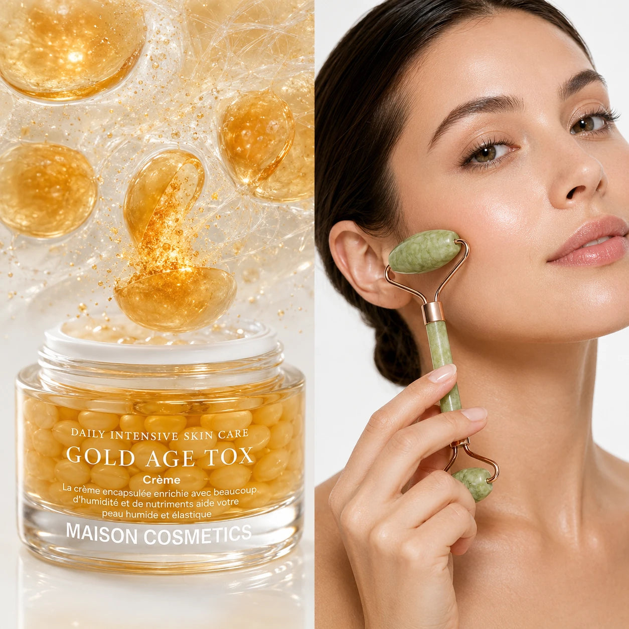 Maison Lift & Glow Duo – Gesichtscreme & Jaderoller Set